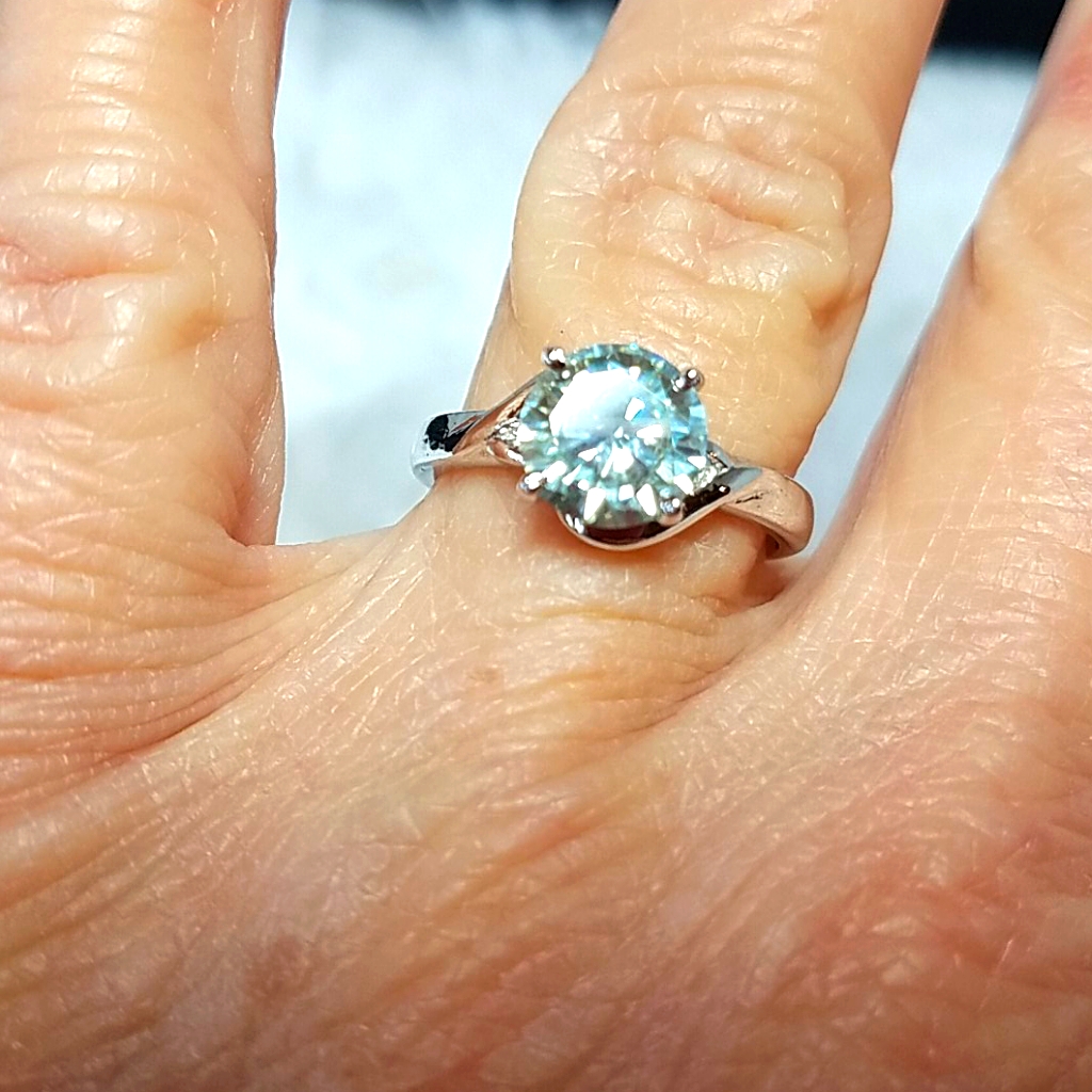 Moissanite Round Brilliant Sterling Silver Solitare Ring